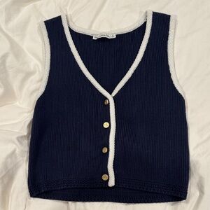 Abercrombie & Fitch Navy Vest with Cream Trim